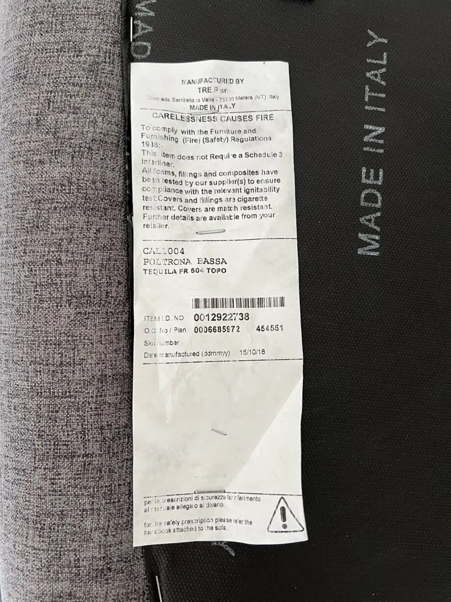 Armchair grey material