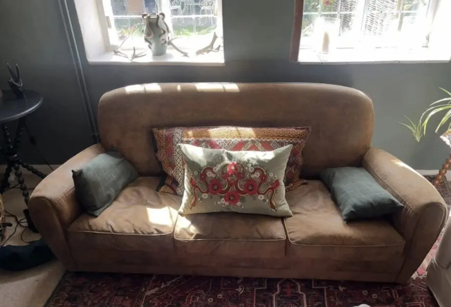 Masion Du Monde Vintage Style brown Leather/suede Sofa - 3 Seater