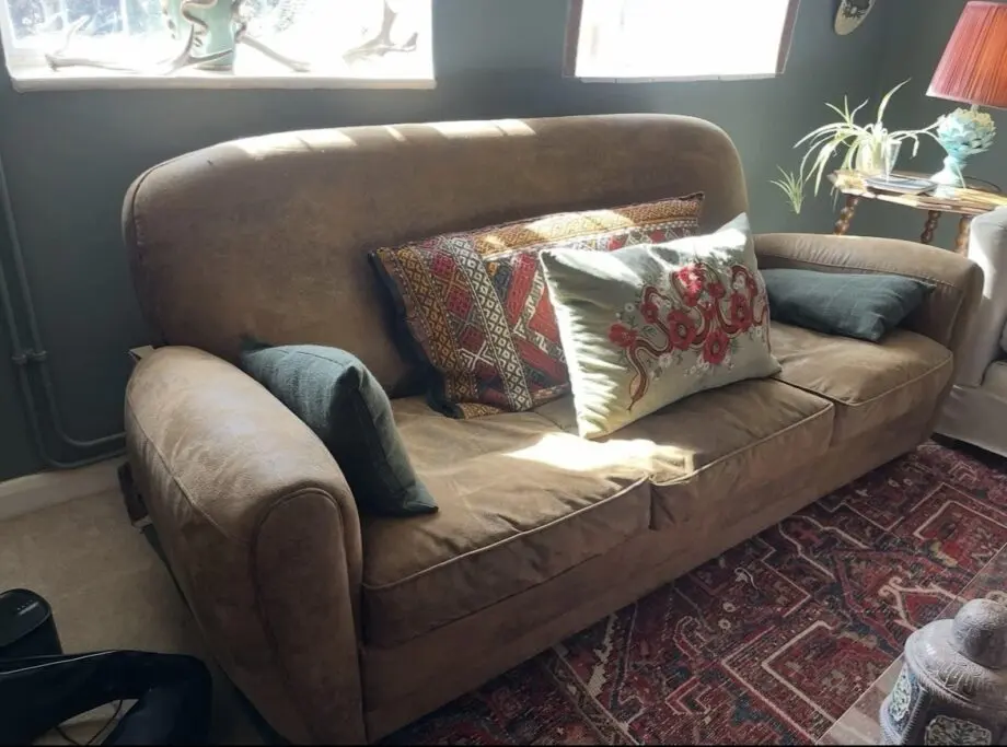 Masion Du Monde Vintage Style brown Leather/suede Sofa - 3 Seater