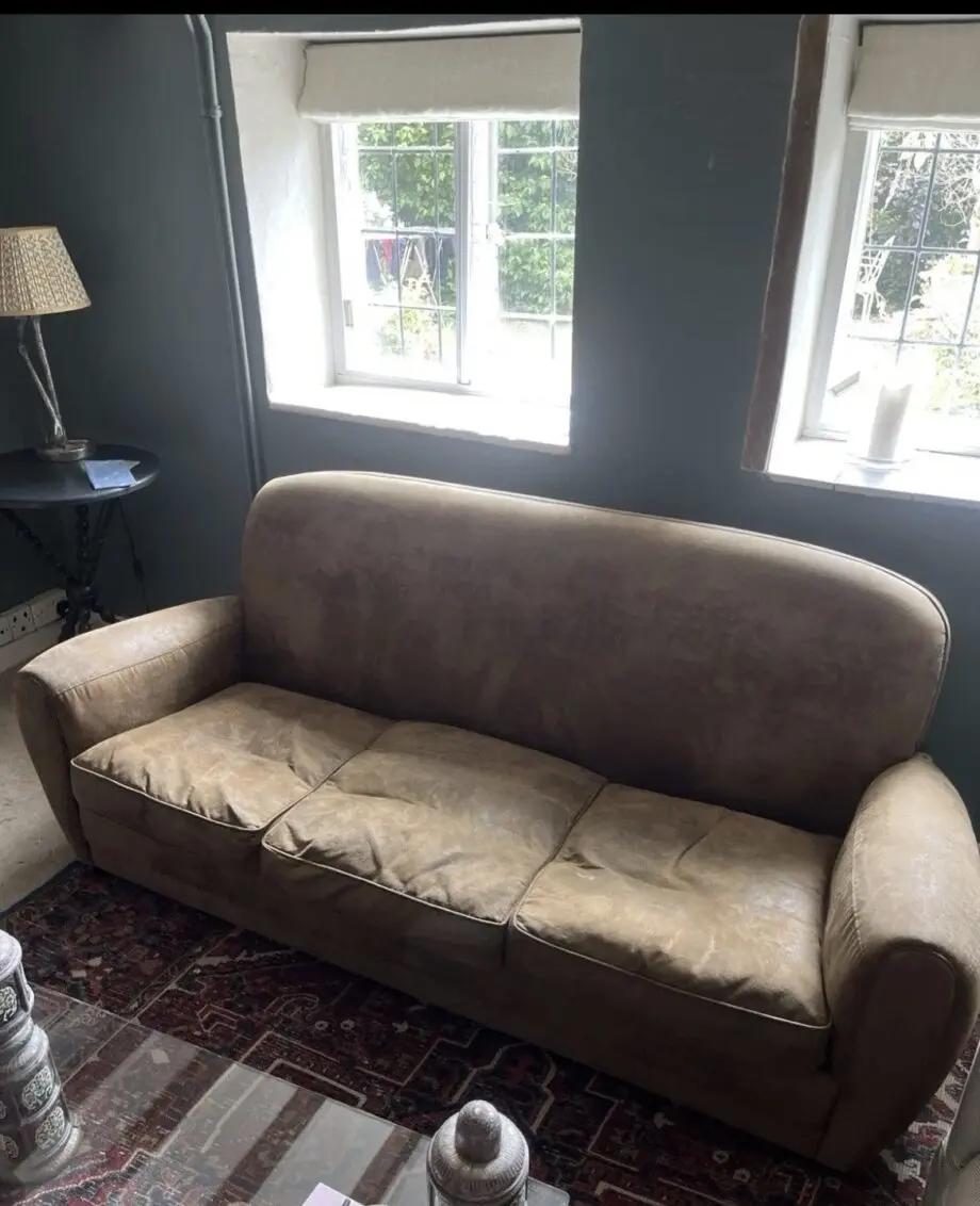 Masion Du Monde Vintage Style brown Leather/suede Sofa - 3 Seater