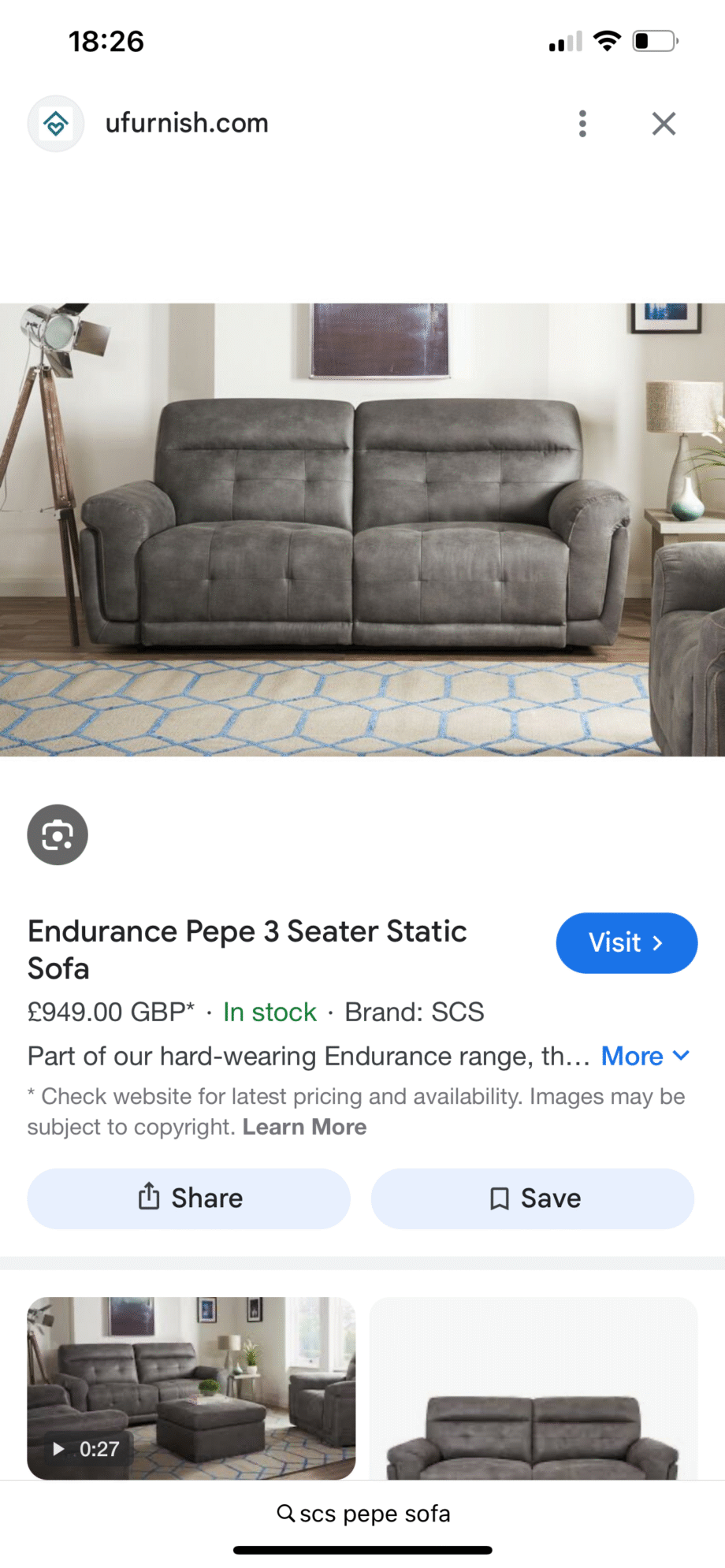 SCS Pepe 3 seater + 2 seater sofas
