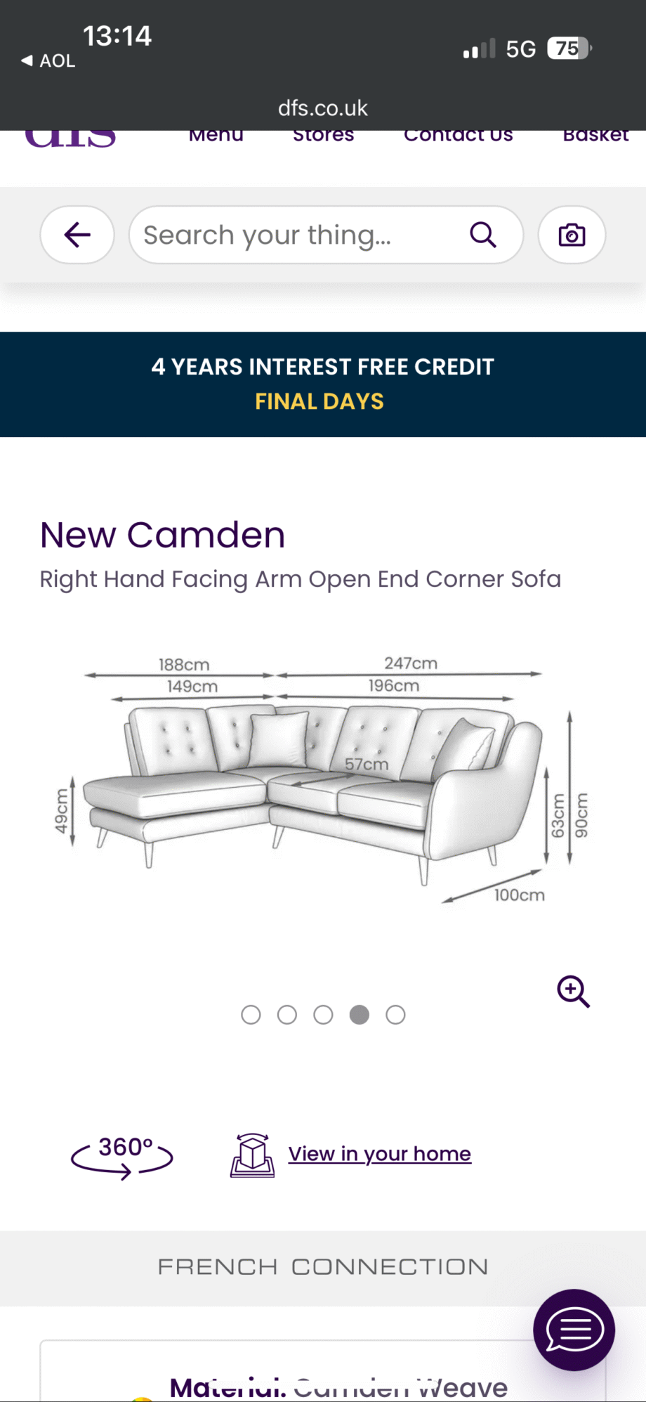 Grey corner sofa