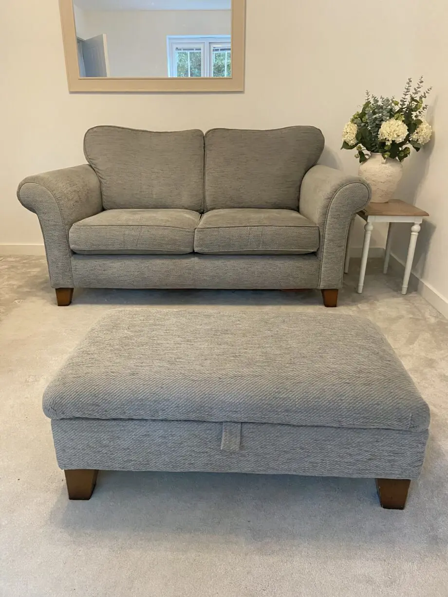 DFS “Moreland” 2 seater sofa and matching footstool