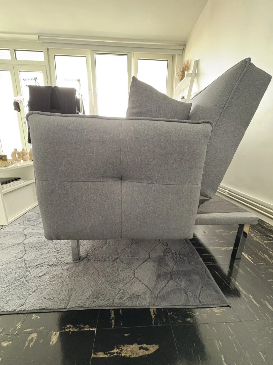 Yaheetech 198CM Modern Fabric 3 Seat Sofa Bed Couch Settee with Arms and 2 Soft Cushions Dark Gray