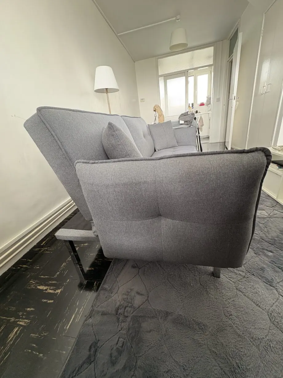 Yaheetech 198CM Modern Fabric 3 Seat Sofa Bed Couch Settee with Arms and 2 Soft Cushions Dark Gray