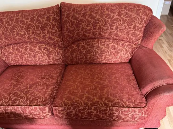 Stylish Living Room Set – Deep Red Sofa & Chairs, Great Condition