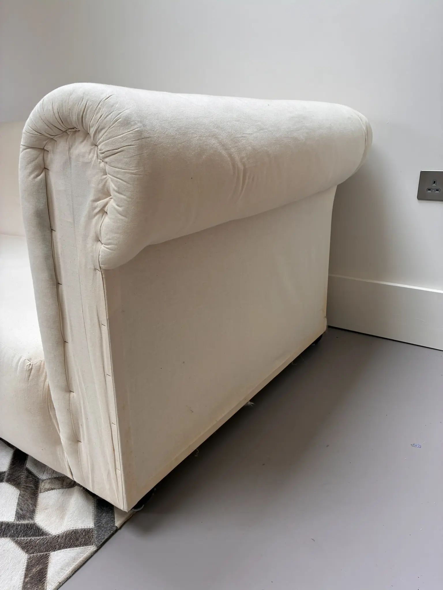 Vintage Solid Oak Frame Chesterfield Style Sofa