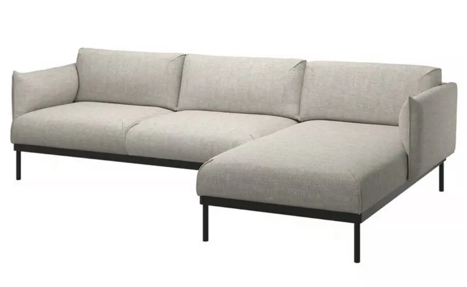 IKEA ÄPPLARYD 3-seat sofa with chaise longue, Lejde light grey