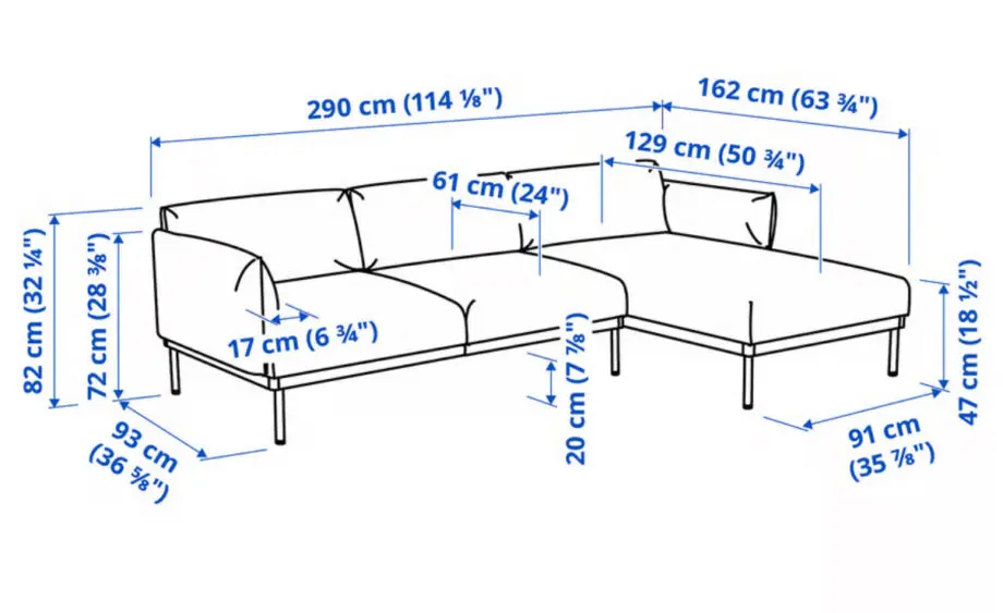 IKEA ÄPPLARYD 3-seat sofa with chaise longue, Lejde light grey