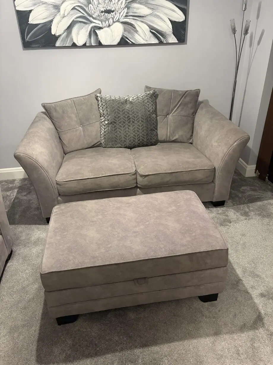 Furniture Village 2-2 seater sofas and storage footstool
