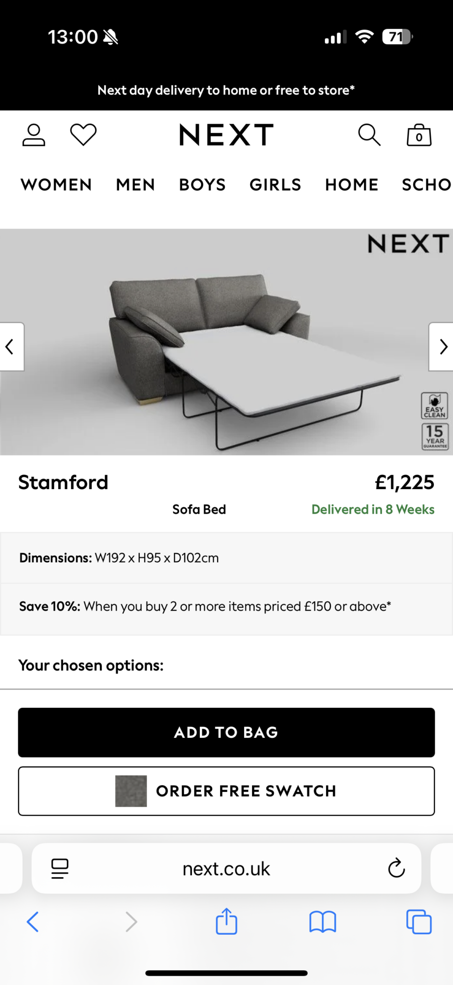 Next Stamford Sofa Bed