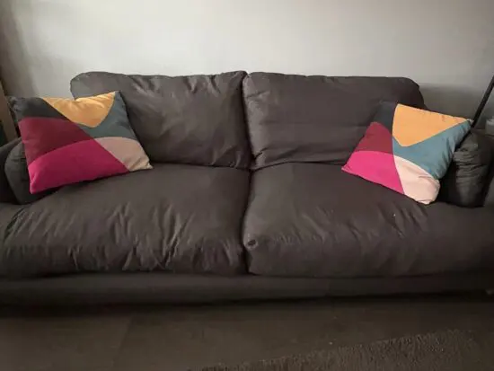 Large Smithy Sofa with Footstool in Morning Paper Clever Softie