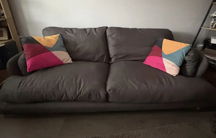 Large Smithy Sofa with Footstool in Morning Paper Clever Softie