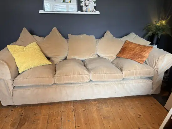 Vintage Solid Oak Frame Chesterfield Style Sofa