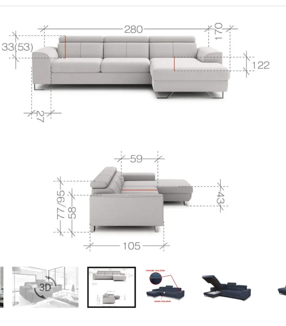 Navy Corner Sofa with pullout sofa bed