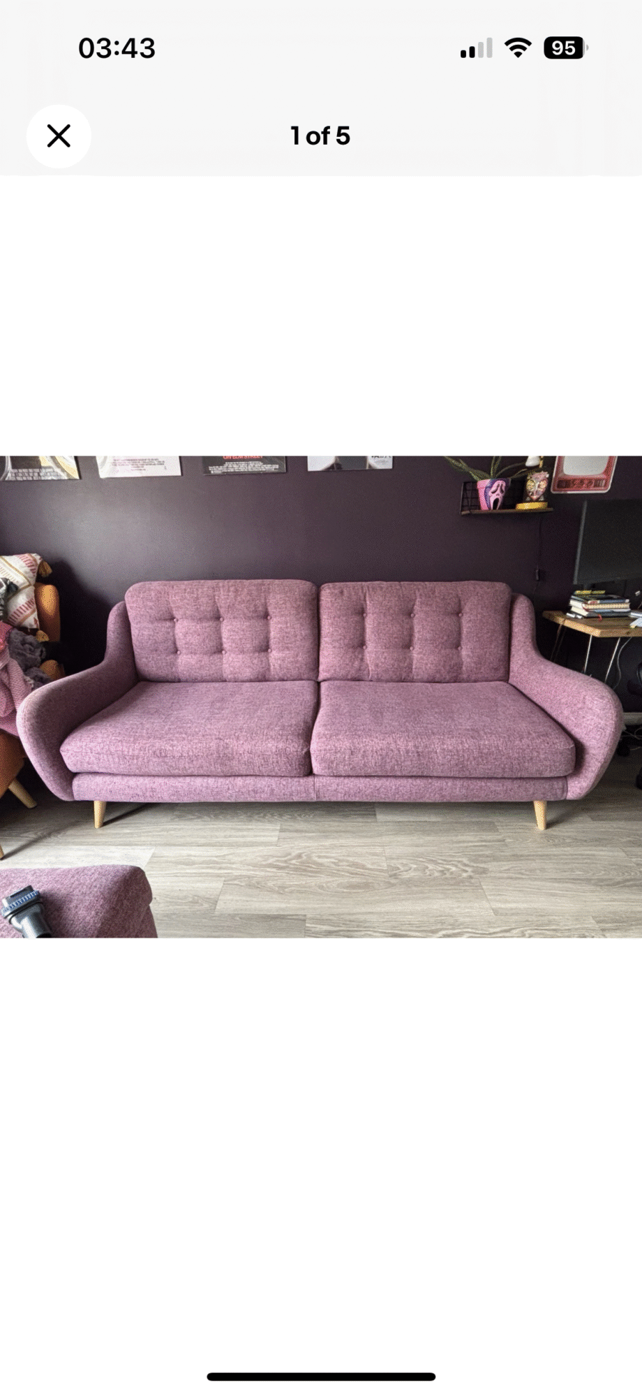 DFS 4 seater Camden sofa Purple