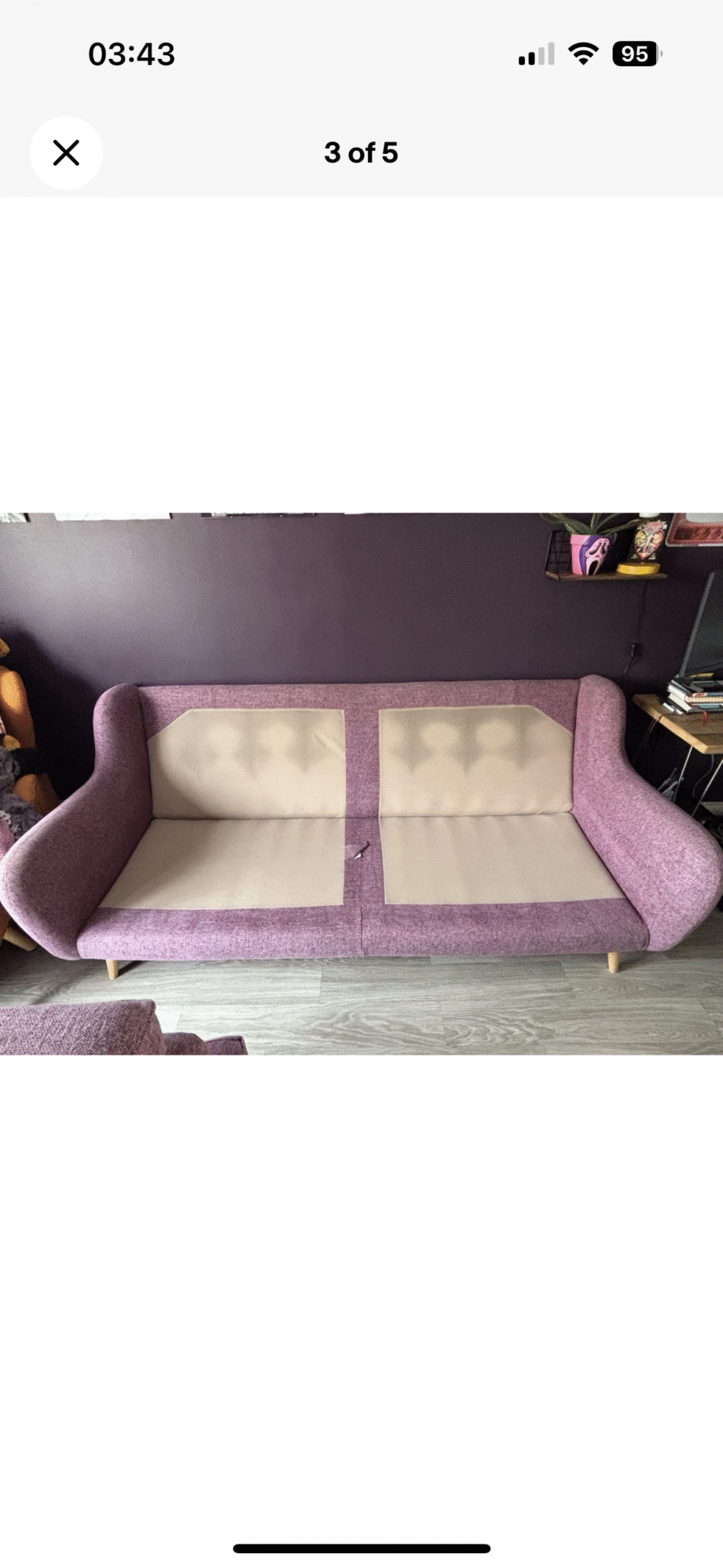 DFS 4 seater Camden sofa Purple