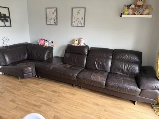 Corner sofa leather with brown colour