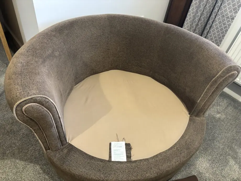 3 seater sofa, swivel chair and half moon footstool