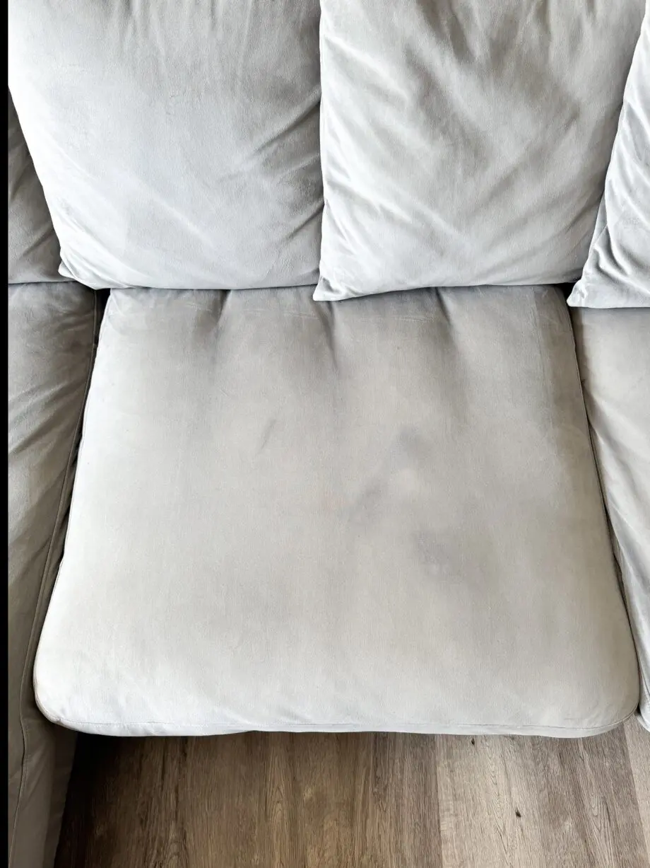 DFS Velvet Grey Right-Hand L Shaped Sofa Couch