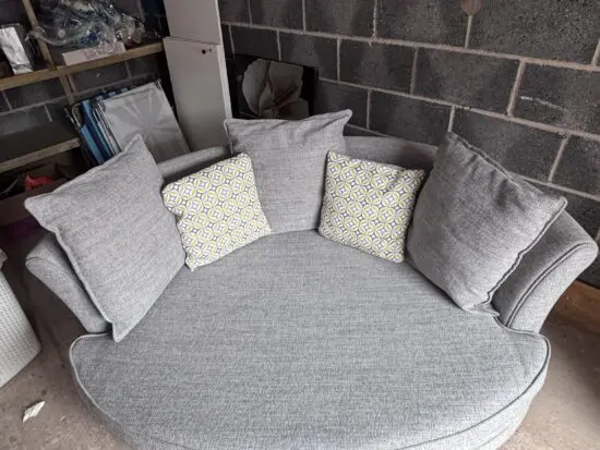 Grey 2 Seater Loveseat Round Sofa