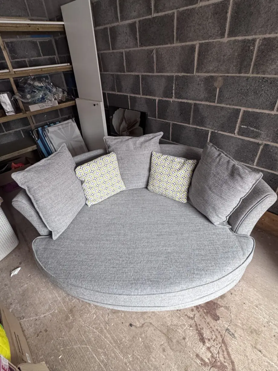 Grey 2 Seater Loveseat Round Sofa