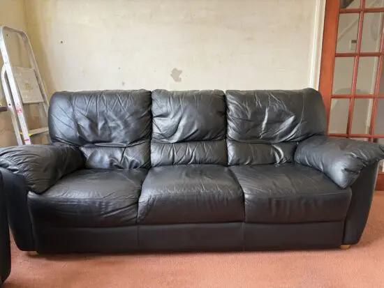 Used 3 piece leather sofa set in black