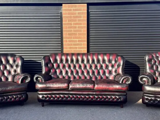Leather chesterfield sofa set - Oxblood red