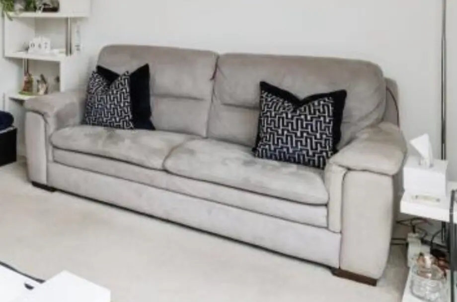 2 x 3-seater mink DFS sofas