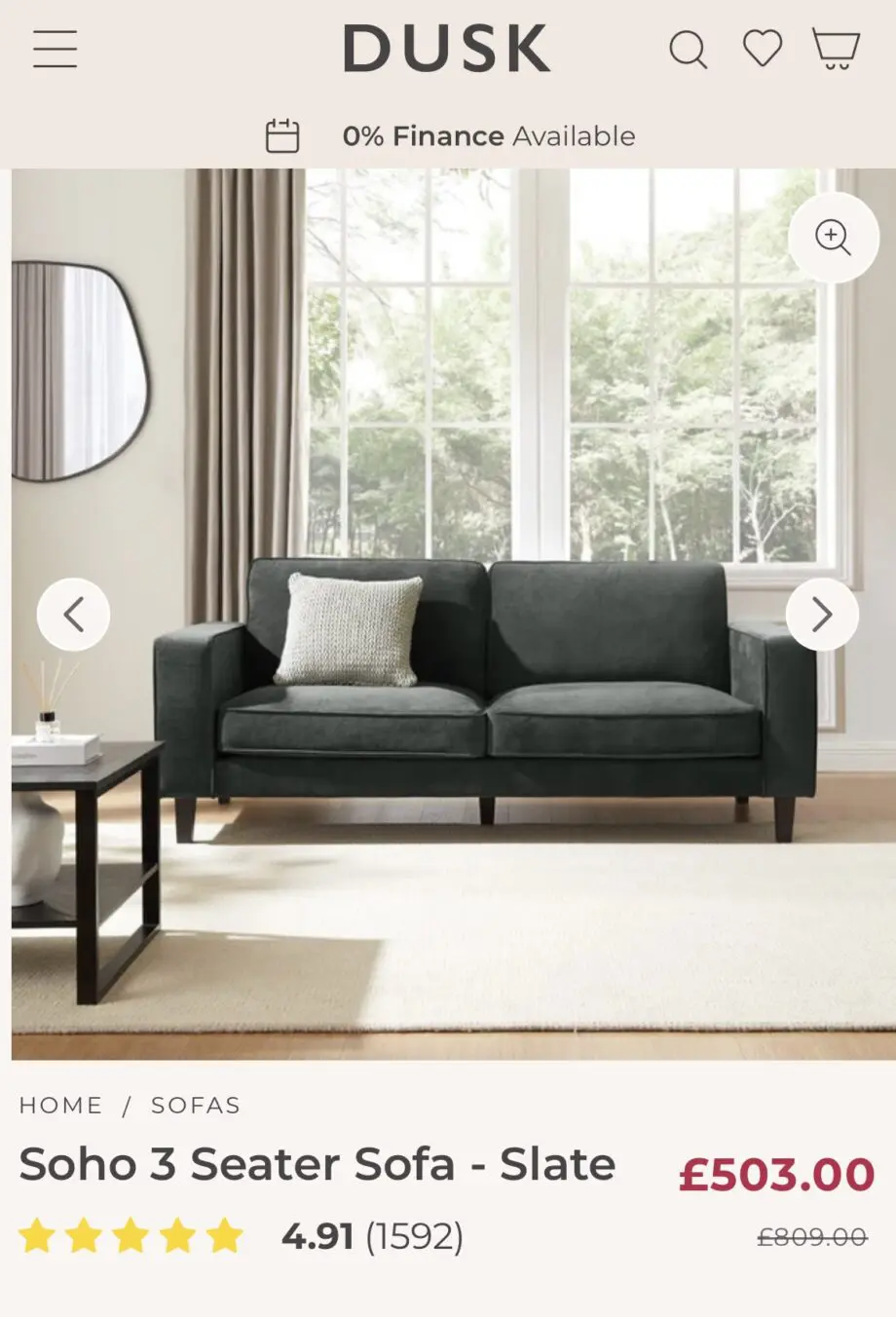 DUSK SOHO 3 seater sofa-SLATE