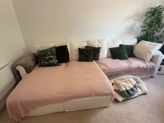 White IKEA GRÖNLID 4-seat sofa with chaise longues