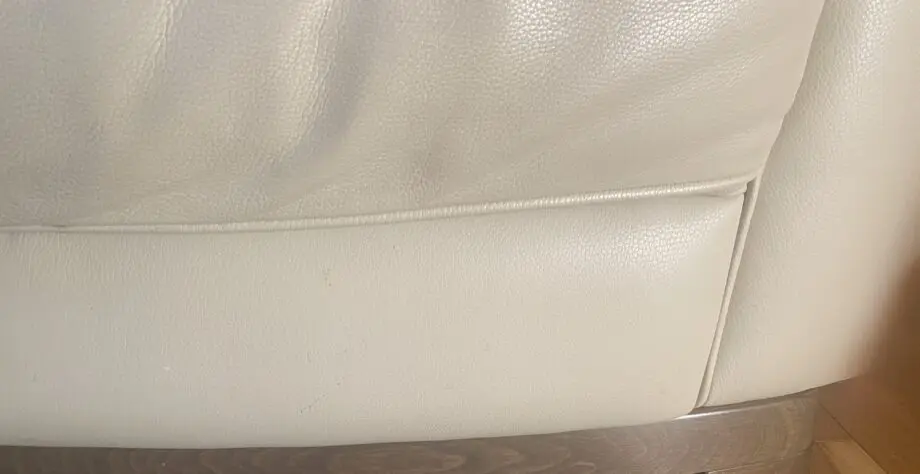 Quality leather and solid wood 3 seater cream sofa