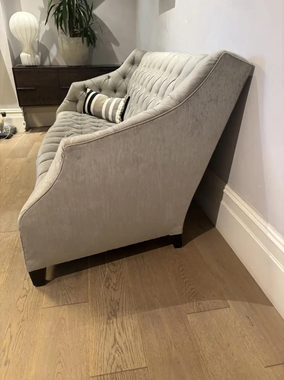 Andrew Martin silver/Grey 3 seater sofa with deep set buttons