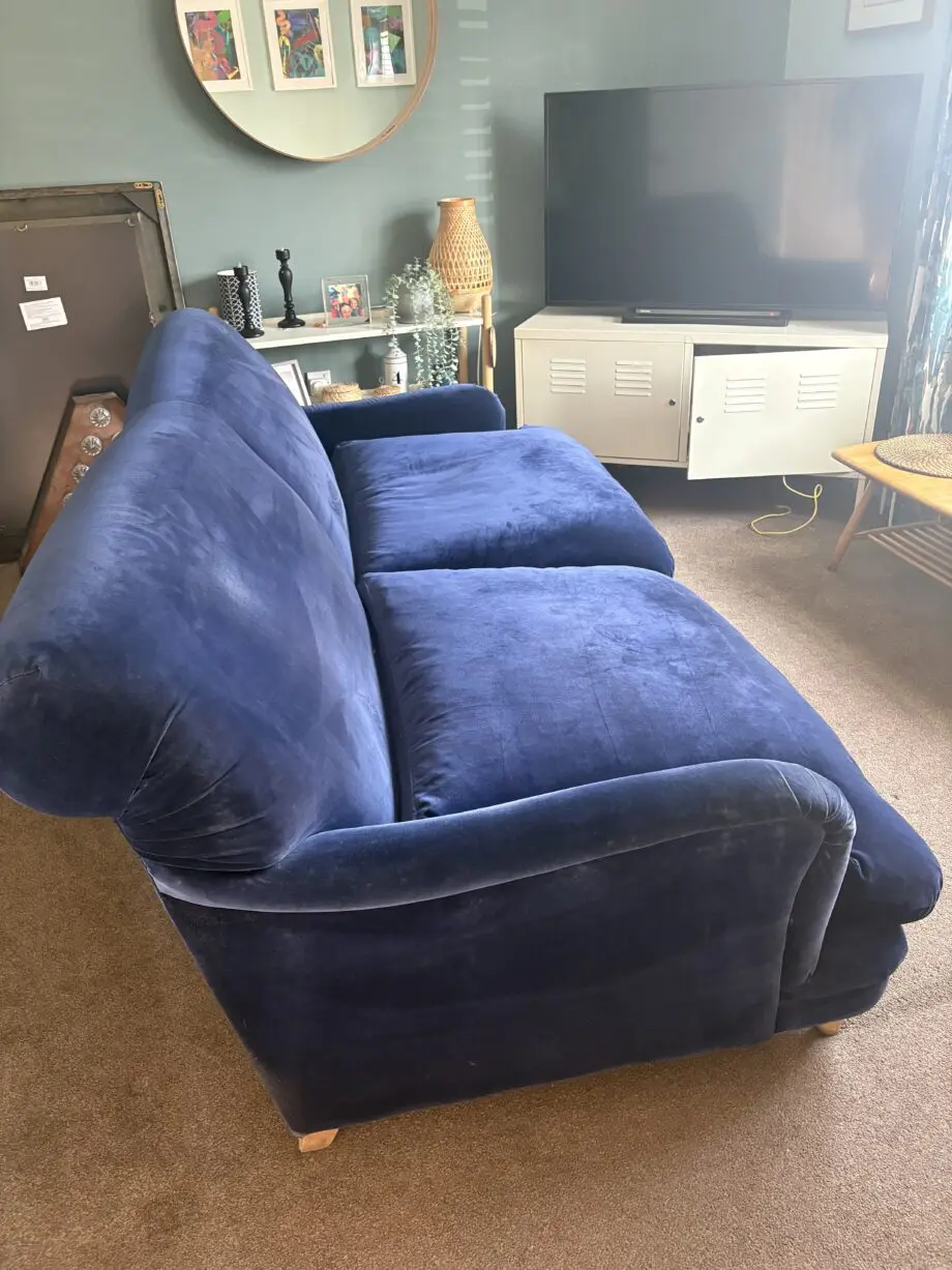 Loaf pudding 4 seat sofa, navy velvet
