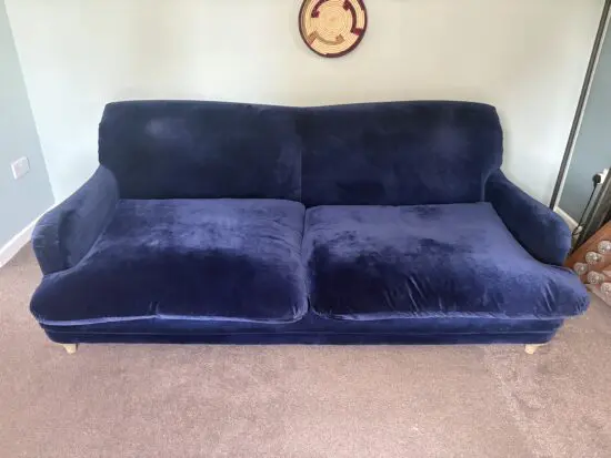 Loaf pudding 4 seat sofa, navy velvet