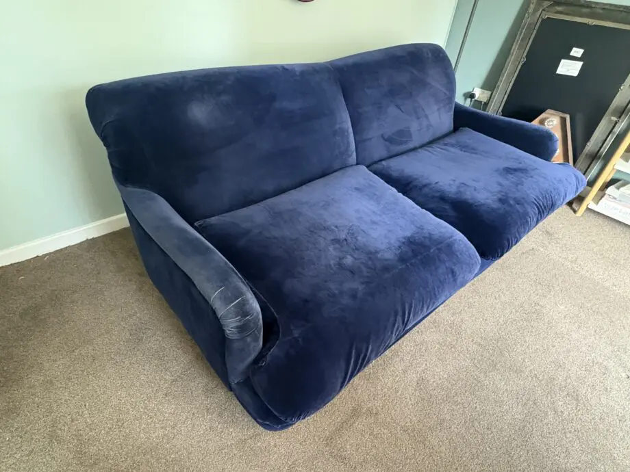 Loaf pudding 4 seat sofa, navy velvet