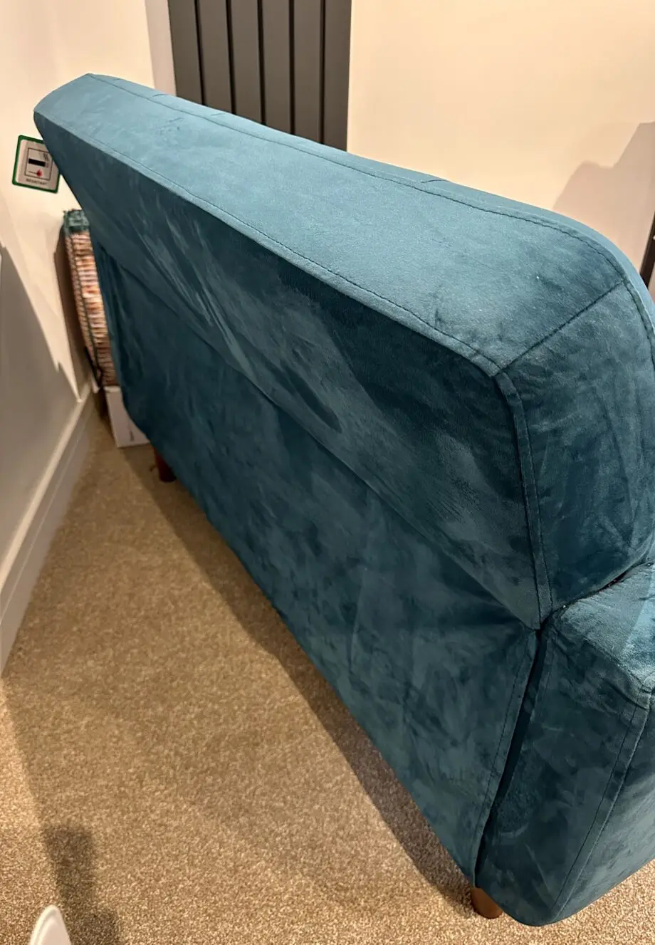 Teal coloured Casa Maria Designs two seater sofa in excellent condition