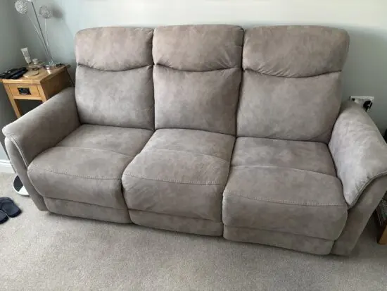 Grey Leather Power 3 Seater Sofa
