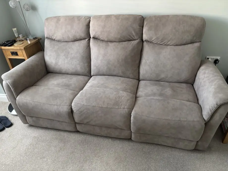 Grey Leather Power 3 Seater Sofa