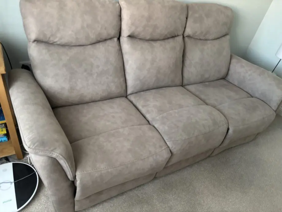 Grey Leather Power 3 Seater Sofa