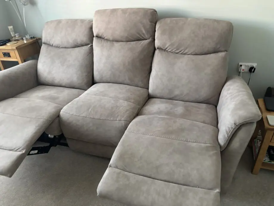 Grey Leather Power 3 Seater Sofa