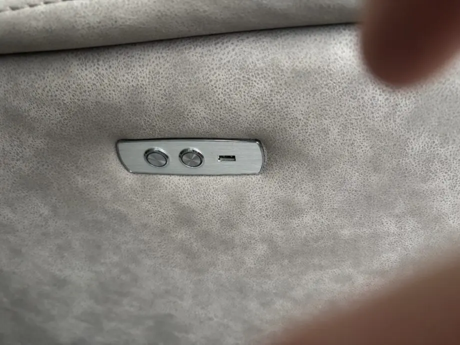 Grey Leather Power 3 Seater Sofa