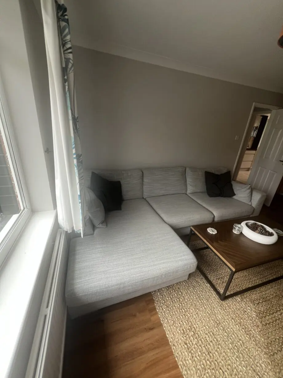 DFS PLUSH CHASE LEFT END SOFA - Formal Back & Fiber Cushions