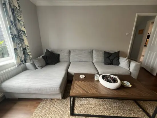 DFS PLUSH CHASE LEFT END SOFA - Formal Back & Fiber Cushions