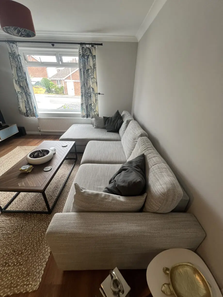 DFS PLUSH CHASE LEFT END SOFA - Formal Back & Fiber Cushions