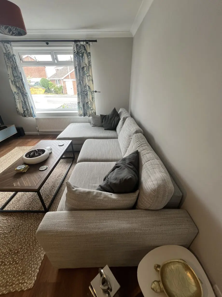 DFS PLUSH CHASE LEFT END SOFA - Formal Back & Fiber Cushions
