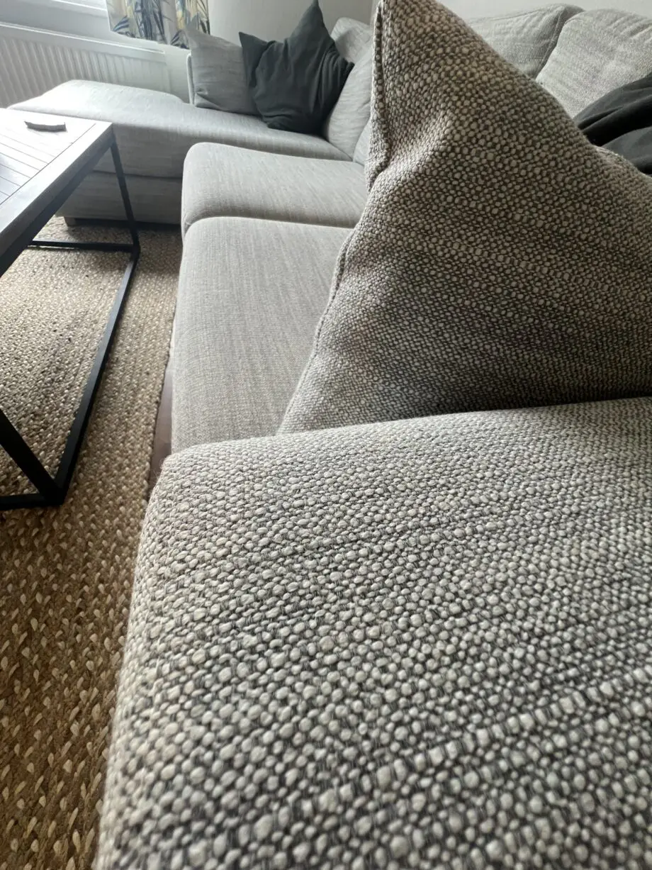 DFS PLUSH CHASE LEFT END SOFA - Formal Back & Fiber Cushions