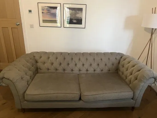 M&S Chesterfield Sofa and Love Seat. Mushroom. Made in England. Portobello.