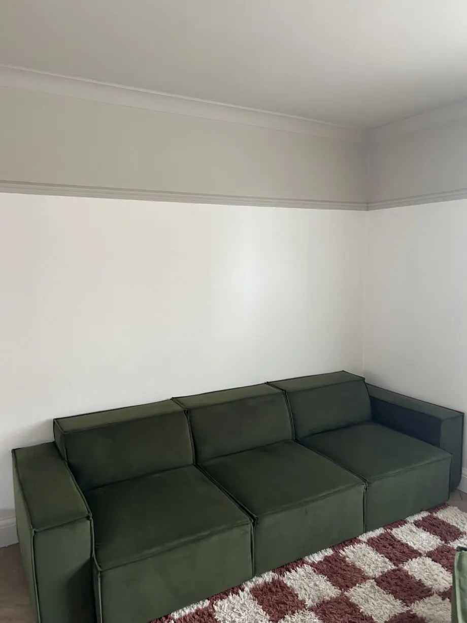 3 Seater Modular Sofa & Footstool - Olive Green Velvet