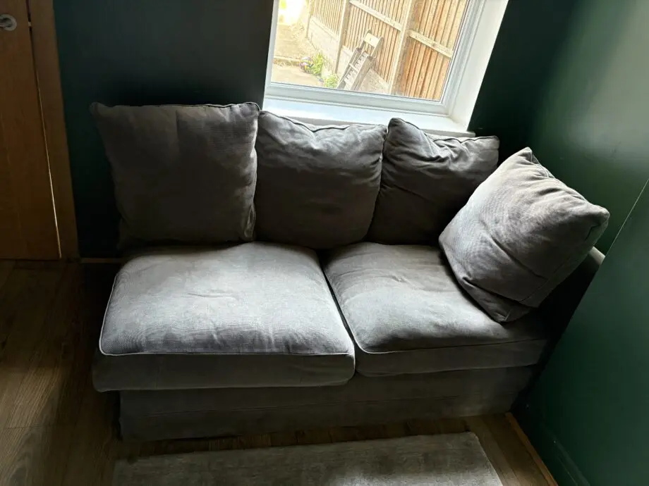Grey 2 seater sofa with chaise